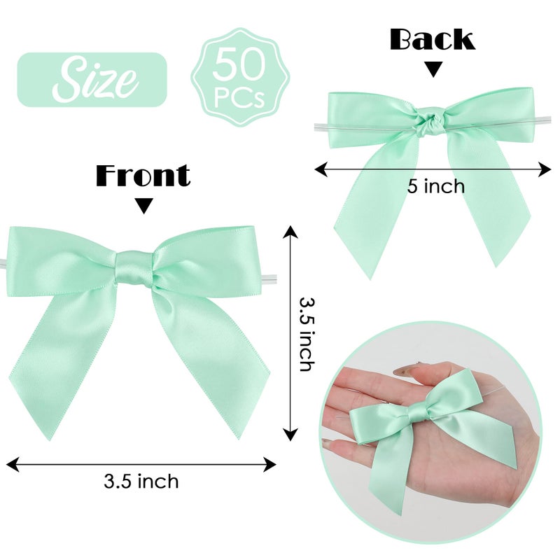 AIMUDI Black Satin Twist Tie Bows for Graduation Decorations - 3.5"" Premade Bows for Crafts  Treat Bags  Cake Pops & Wedding Favors - 50 Pack - Image 2